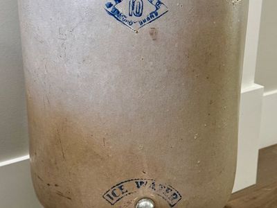 Antique 10-Gallon Pittsburg Pottery "Diamond Brand" Ice Water Crock with Lid