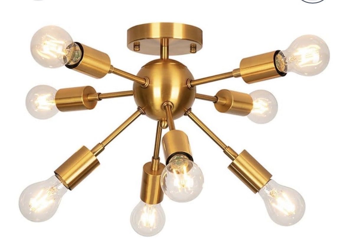 New in box- Gold Mid-Century Modern 8-Light Sputnik Ceiling Light Fixture