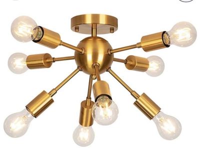 New in box- Gold Mid-Century Modern 8-Light Sputnik Ceiling Light Fixture