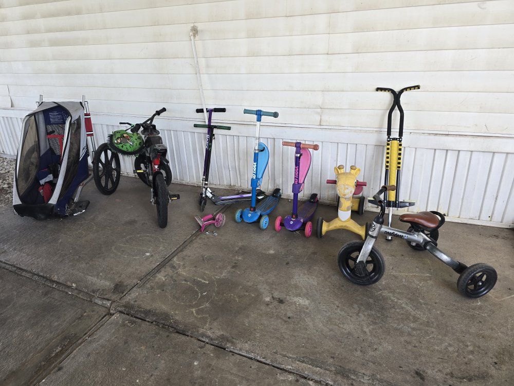 Free Assorted Kids Ride-On Toys, Scooters, Bikes and Pogo Stick