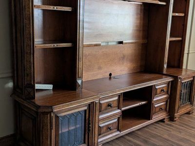 Entertainment Center with Display Shelves and Storage Drawers