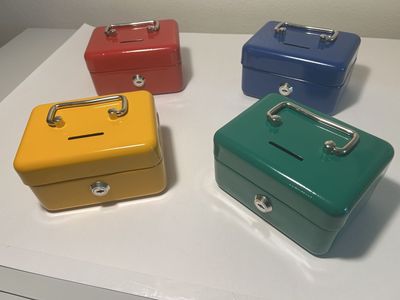 Set of 4 Metal money cash boxes