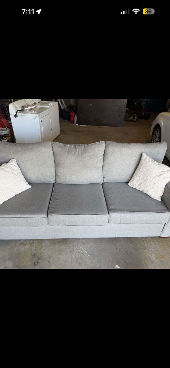 Grey Fabric Sofa Couch - 3-Seater