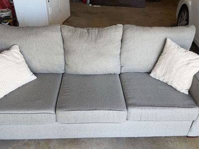 Grey Fabric Sofa Couch - 3-Seater