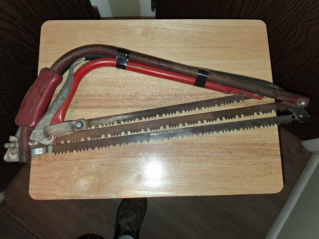 Vintage Craftsman Bow Saw set with Blades - Red and Black Frames