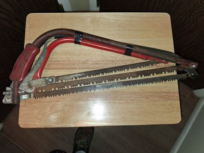 Vintage Craftsman Bow Saw set with Blades - Red and Black Frames