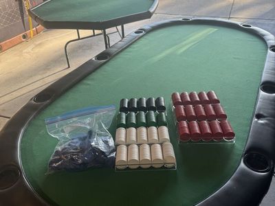 Poker tables and chips