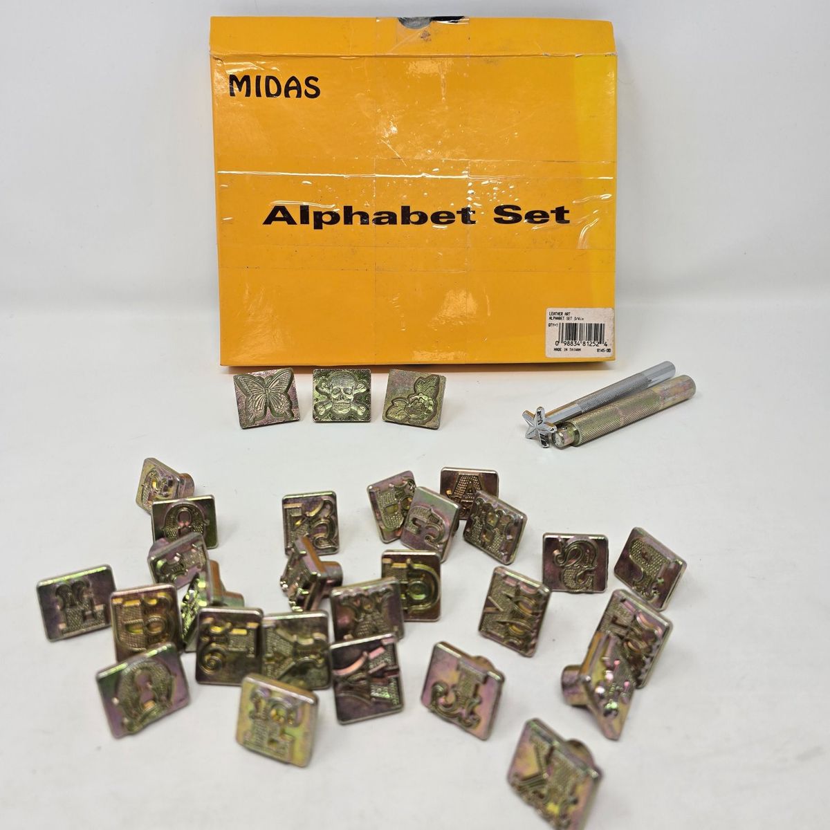 Leather Stamp Alphabet Set 3/4 inch + Handle & Extra Stamps