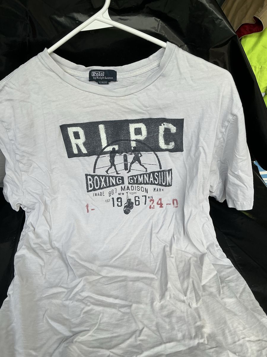 Polo Ralph Lauren RLPC Boxing Gymnasium Graphic Tee Shirt White Distressed M
