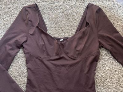 Women's Brown Long Sleeve Bustier Crop Top size XS