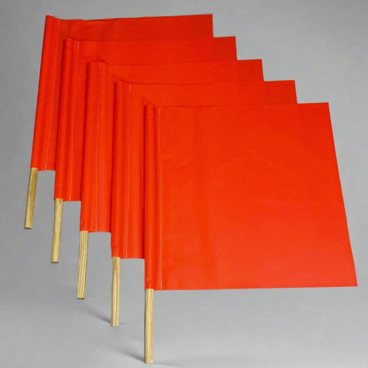 (5 PACK) Orange Banner Flag With Dowel Rods Sz 17.5" x 17.5"