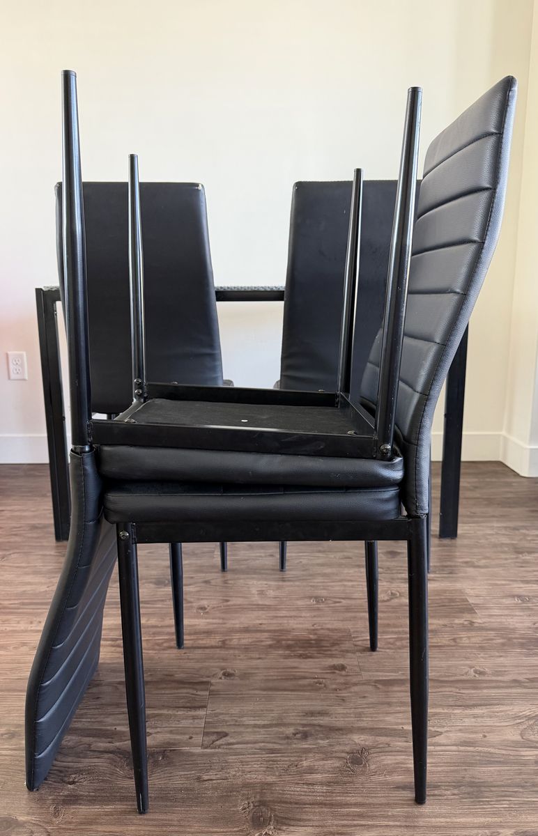 Glass Dining Table with 4 Chairs