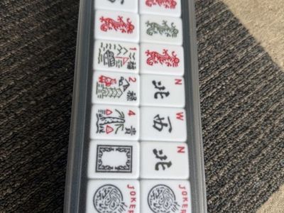 Vintage Mahjong Travel Set with Joker Tiles in Clear Case