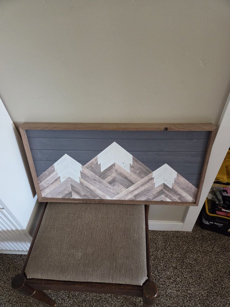 Kendrick Handcrafted Wooden Mountain Wall Art Decor 11x24 Inches, Natural Wood Tones