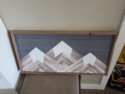 Kendrick Handcrafted Wooden Mountain Wall Art Decor 11x24 Inches, Natural Wood Tones