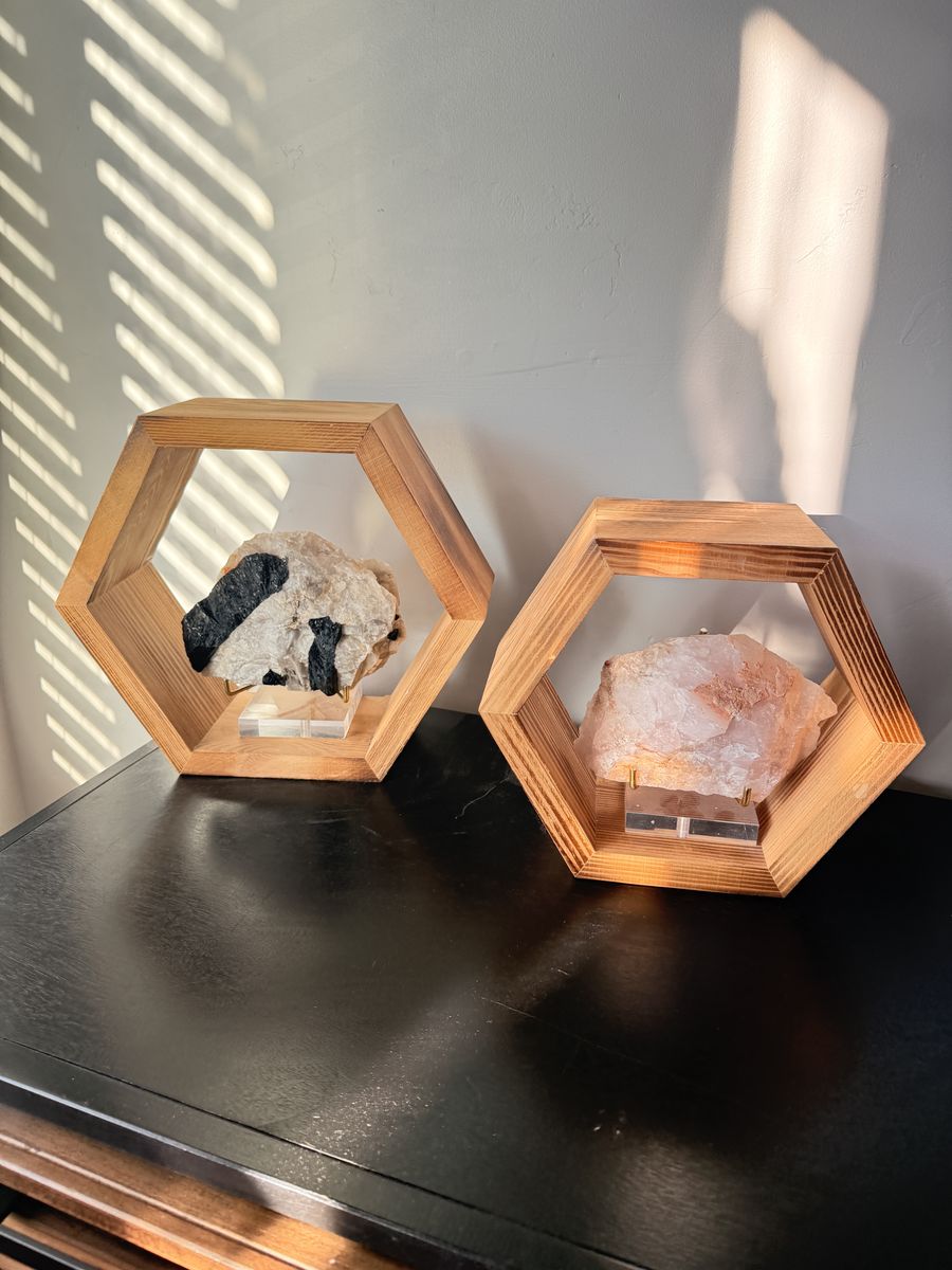 Rose Quartz + Quartz/black Tourmaline Crystals