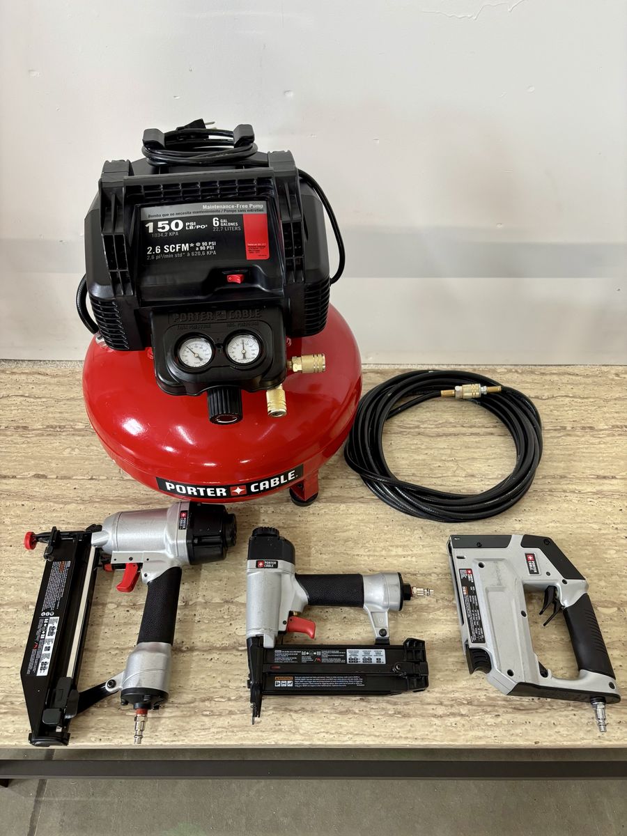 Porter-Cable Air Compressor & Nailer Kit – Compressor, Finish Nailer, Brad Nailer & Stapler