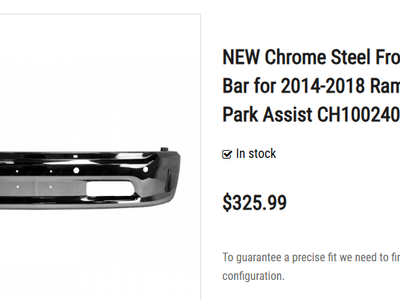 NEW Chrome Steel Front Bumper Face Bar for 2014-2018 Ram 1500 w/ Fog & Park Assist CH1002402