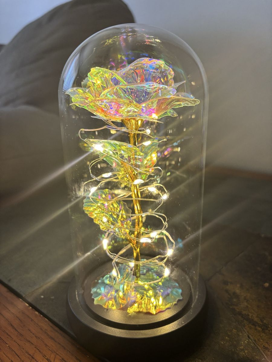 Light up Flower in Glass Case x3 AAA Battery Powered (Included)