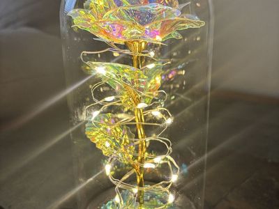 Light up Flower in Glass Case x3 AAA Battery Powered (Included)