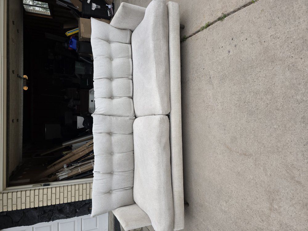 Bernhardt Living colette white cream fabric sofa