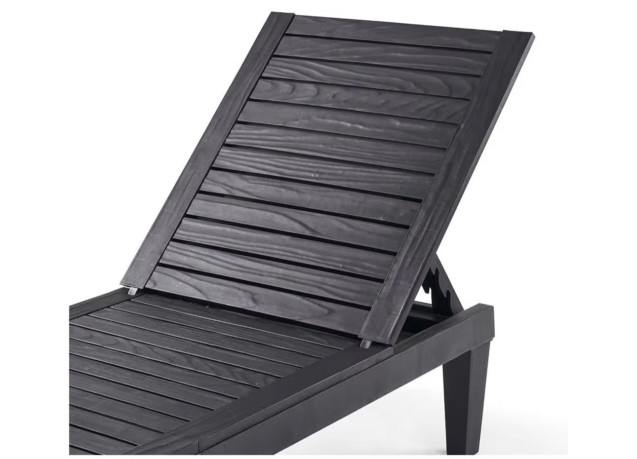 Brand new 2 Dark Gray Adjustable Patio Chaise Lounge Chair - Outdoor Wood Look Lounger
