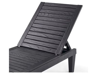 Brand new 2 Dark Gray Adjustable Patio Chaise Lounge Chair - Outdoor Wood Look Lounger