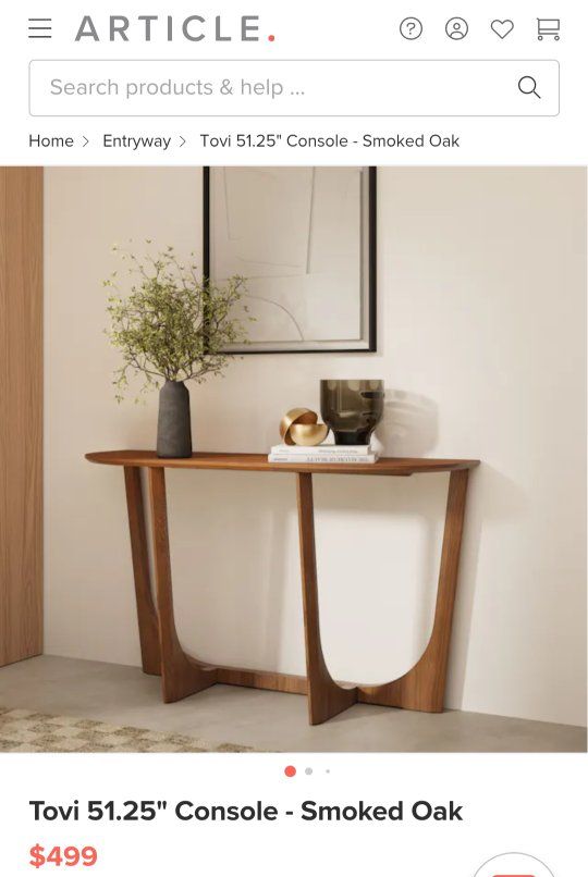 Article Tovi Smoked Oak Console Table – New/Open Box