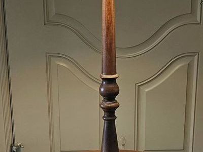 Vintage Wooden Floor Lamp with Built-in Side Table & Pleated Fabric Shade
55"Tall Table 18" Wide