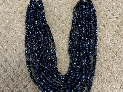 Gorgeous Dark Navy Blue Glass Beaded Choker/Necklace- Vintage