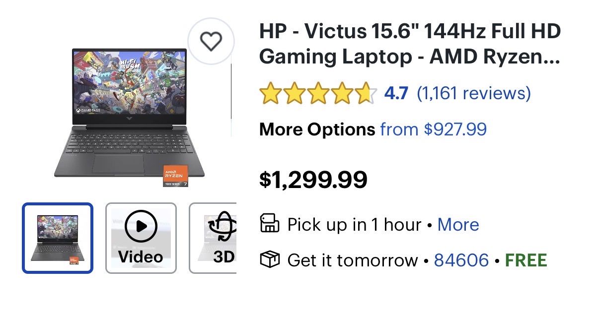 HP Victus Gaming Laptop — NEW / Never Used — RTX 4050