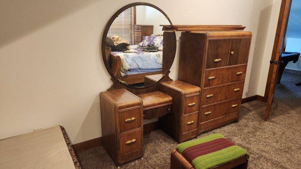 Antique waterfall bedroom set