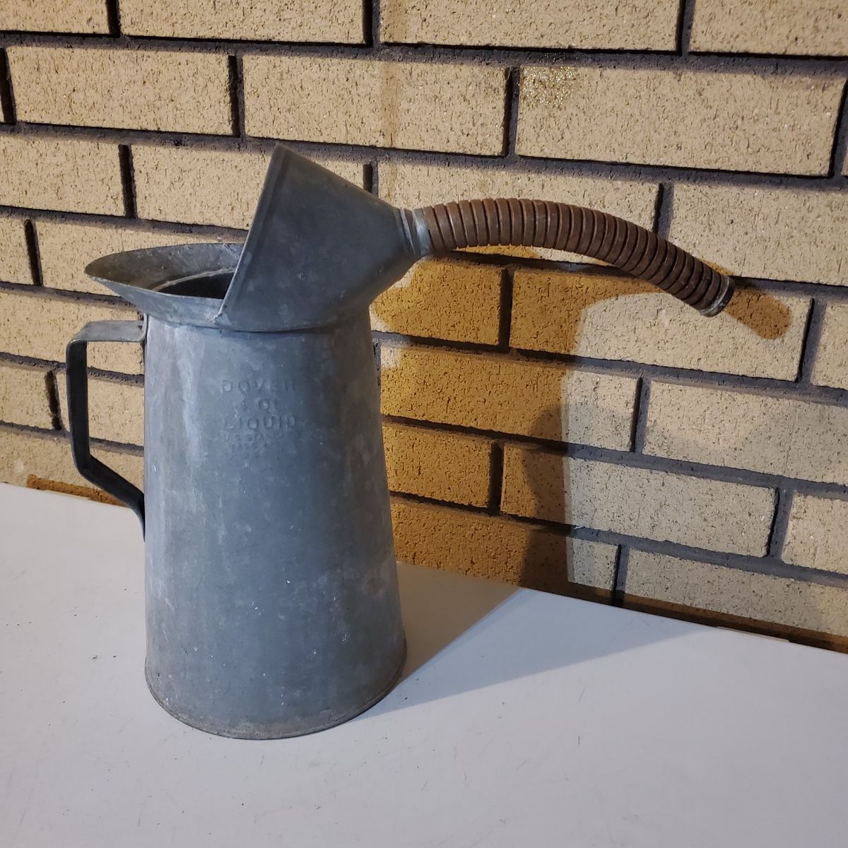 Vintage Dover 1 Qt Liquid Metal Oil Can with Flexible Spout