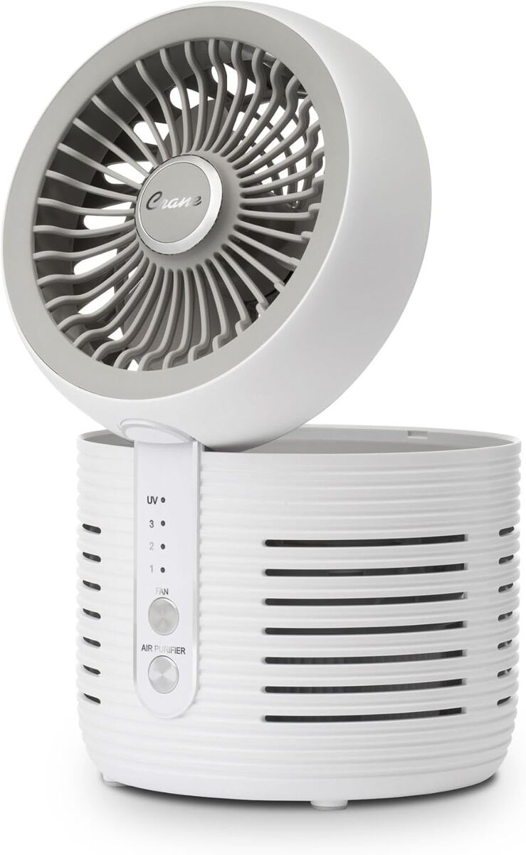 Crane 2-in-1 Air Purifier and Desk Fan, Fan and Air Purifier Combo