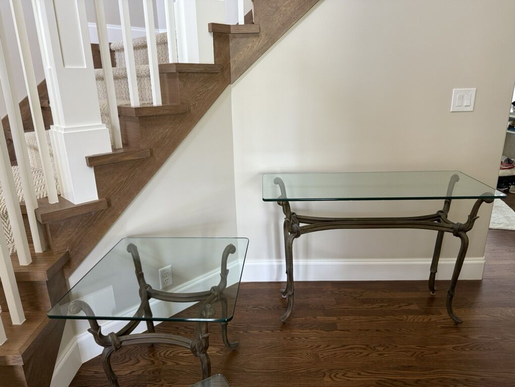 Glass & Metal Coffee, End, And Sofa Table Set