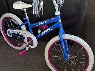 New, Huffy Seastar 20" Kids' Bike - Blue & Pink with Streamers, Kickstand, and Coaster Brake