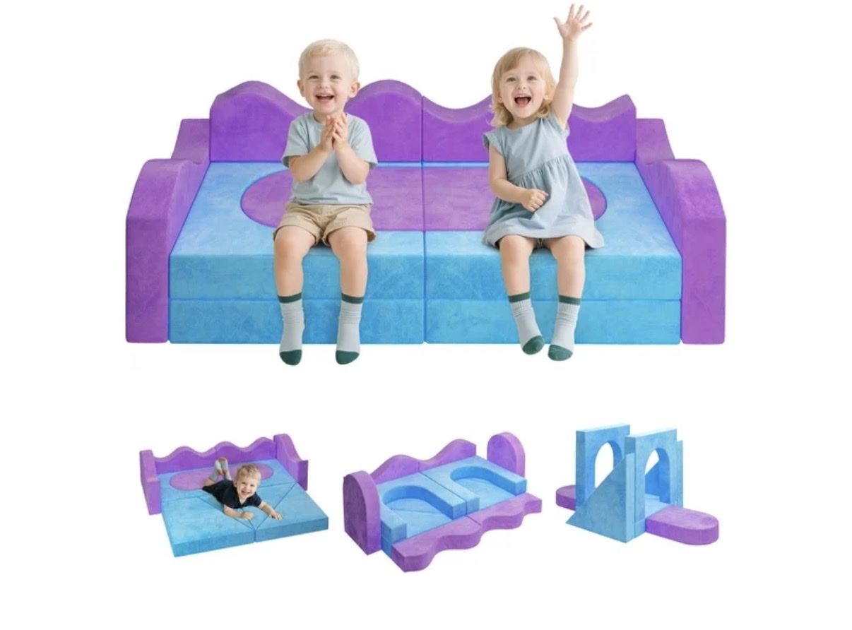Modular Foam Kids Sofa Play Couch - Purple & Blue Convertible Play Set Model FEUCI194PE