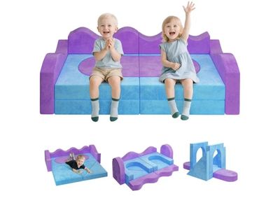 Modular Foam Kids Sofa Play Couch - Purple & Blue Convertible Play Set Model FEUCI194PE