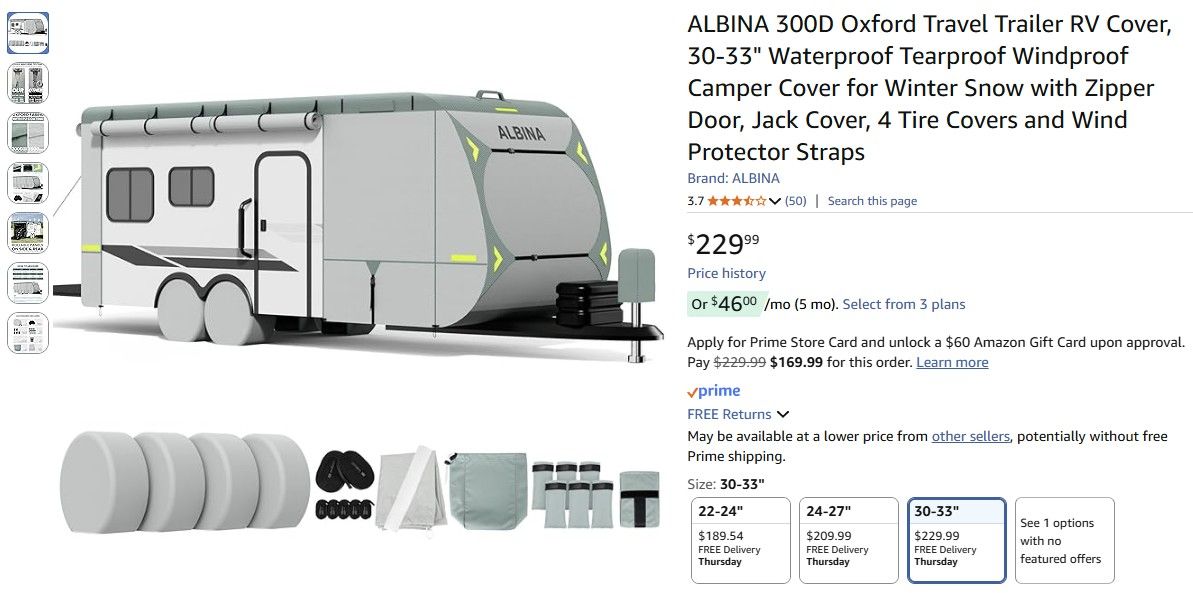 Travel trailer cover