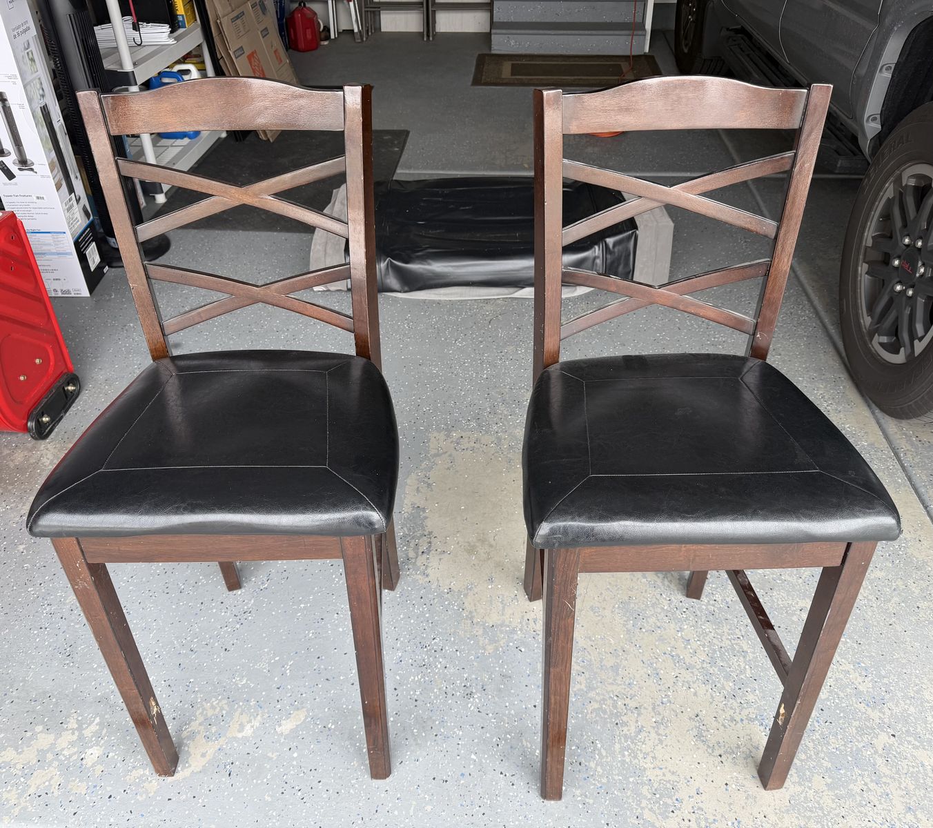 FOR SALE: TWO DINING CHAIRS AND TOWER FANS