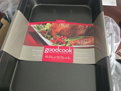 Goodcook Premium Nonstick Large Roasting Pan - 16.25" x 10.75" x 3" Commercial Weight Pan