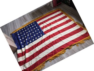 Vintage US American Flag with Fringe - 50 Stars