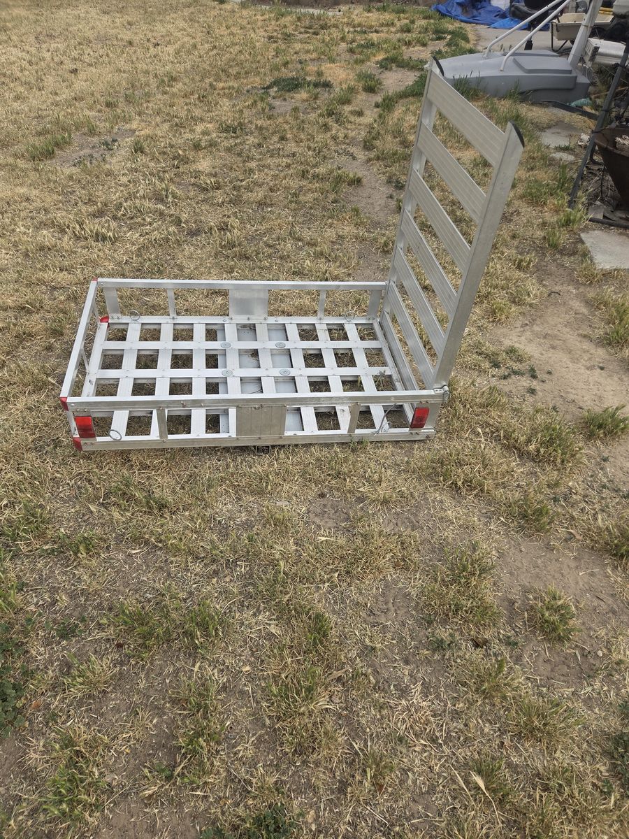 Aluminum Hitch-Mounted Cargo Carrier with Integrated Ramp for Wheelchairs, Scooters, Gear