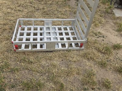 Aluminum Hitch-Mounted Cargo Carrier with Integrated Ramp for Wheelchairs, Scooters, Gear