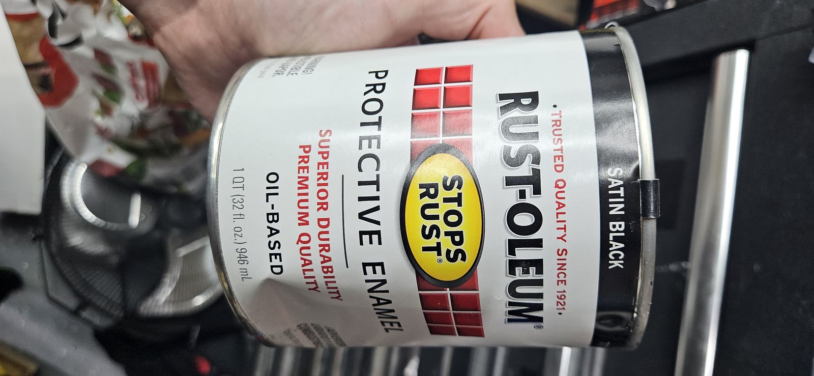 Rust-Oleum Stops Rust Protective Enamel Oil-Based Paint 1 Qt Satin Black