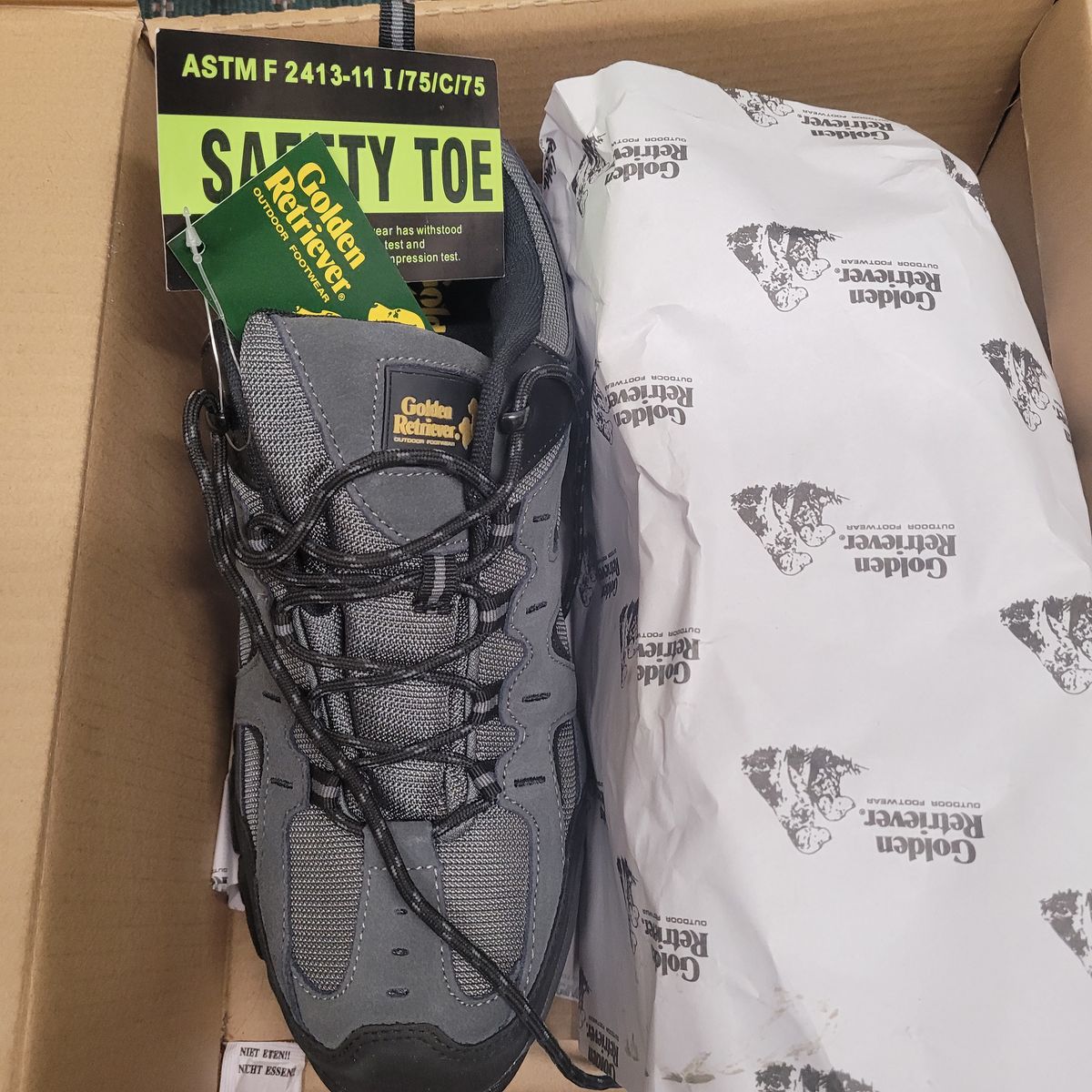 Golden Retriever 1365 Men's Gray Suede/Mesh Trailrunner Steel Toe Shoes Size 12