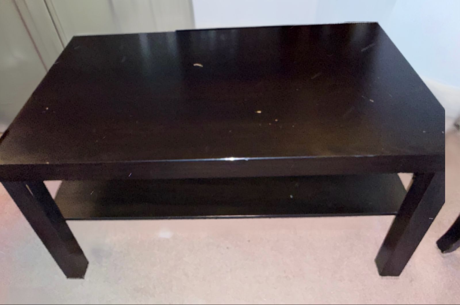 Dark Brown Wooden Coffee Table with Lower Storage Shelf