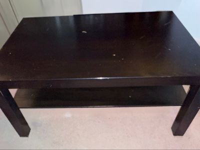 Dark Brown Wooden Coffee Table with Lower Storage Shelf