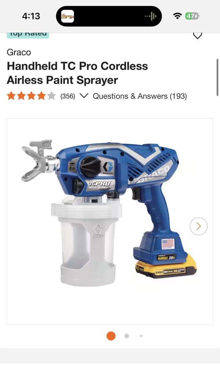 Graco TC Pro Airless Paint Sprayer - Dewalt 20v