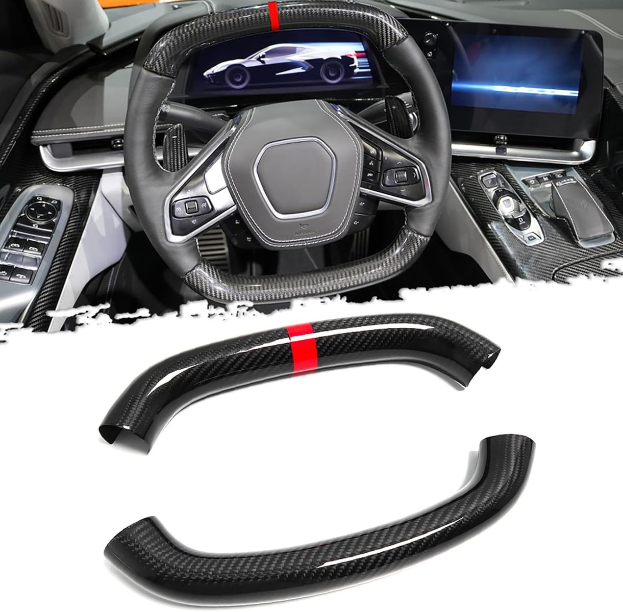 2020-2026 Corvette C8 Genuine Carbon Fiber Steering Wheel Interior Trim